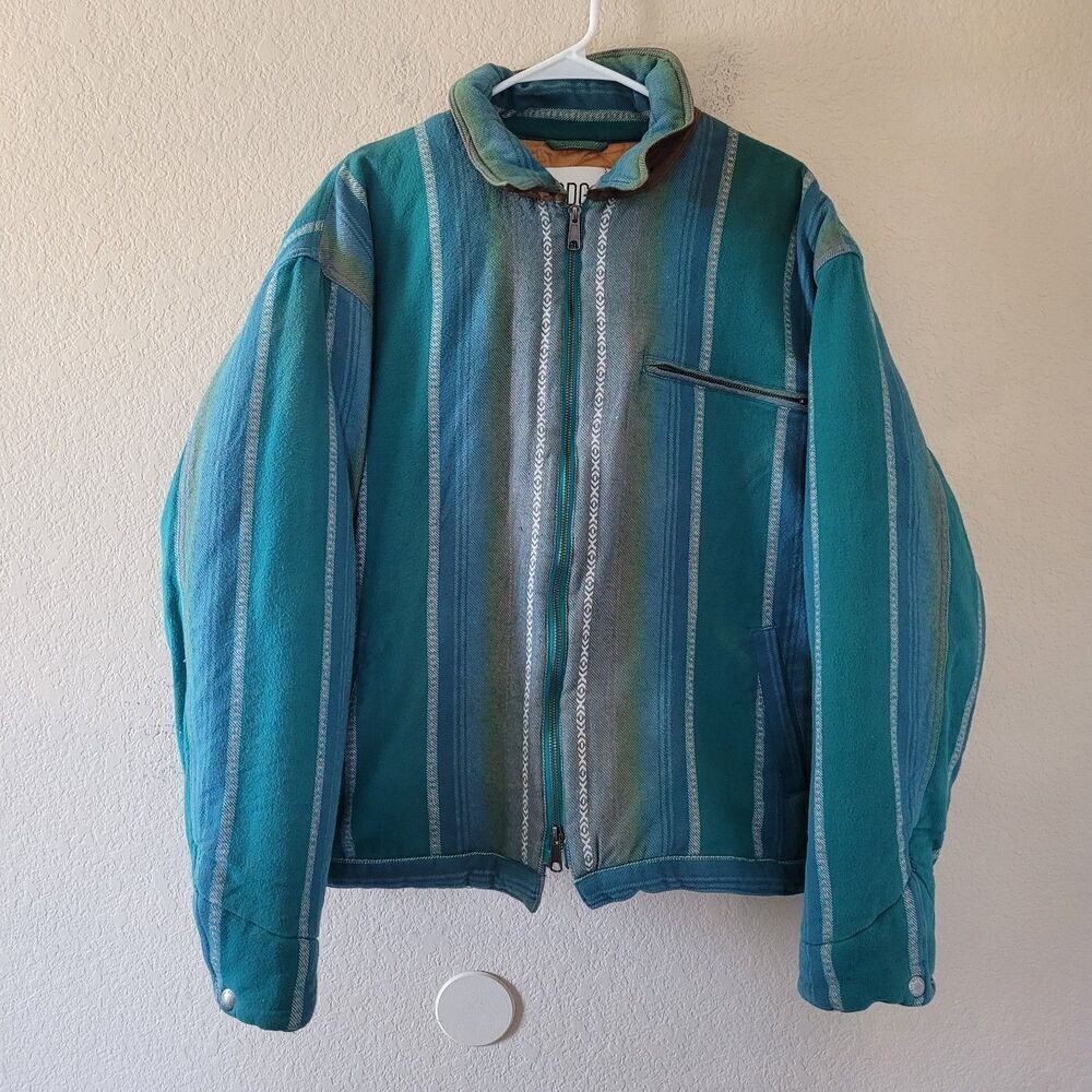 Urban Outfitters BDG  Coat Country Western Boho Jacket Mens Size XL Striped Teal